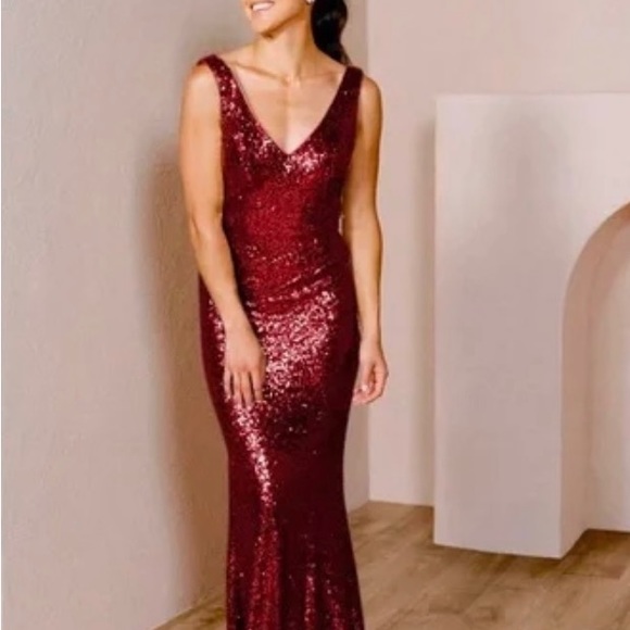 Revelry Dresses & Skirts - Revelry Dakota Cabernet Sequin bridesmaid/prom/formal Dress. Custom Corset Back.